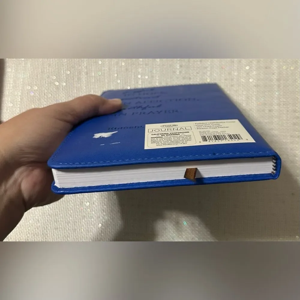 Blue Bible Verse Pink Hearts Faux Leather Bound Journal